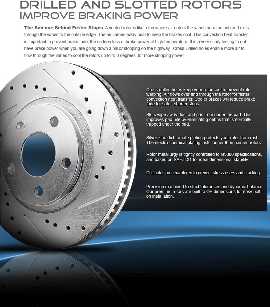 267 mm Brake Disc Rotors + Ceramic Brake Pads + Hardware D56404