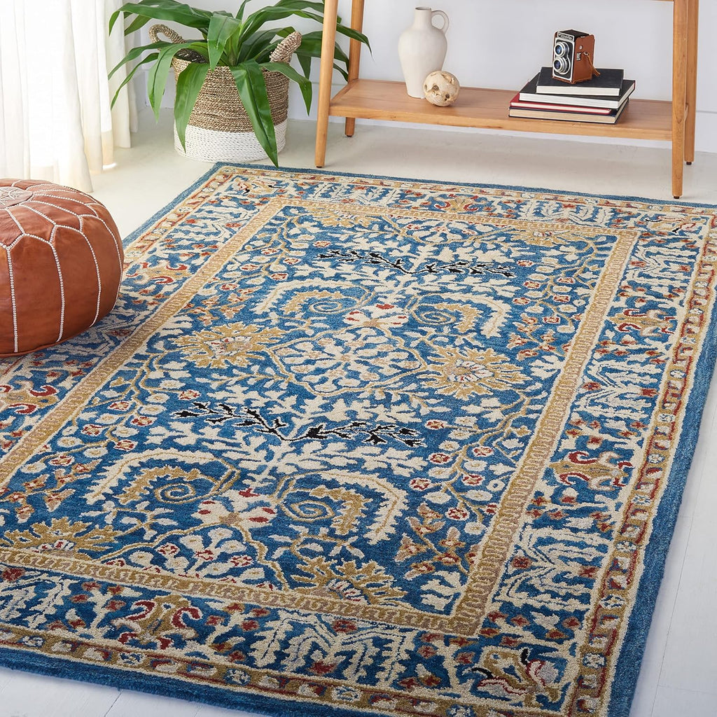 X-Large Dark Blue & Multi Handmade Traditional Oriental Wool Area Rug Y4208