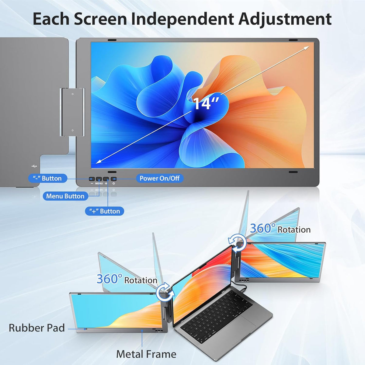 14" 1080P FHD IPS Dual Portable Monitor G889243