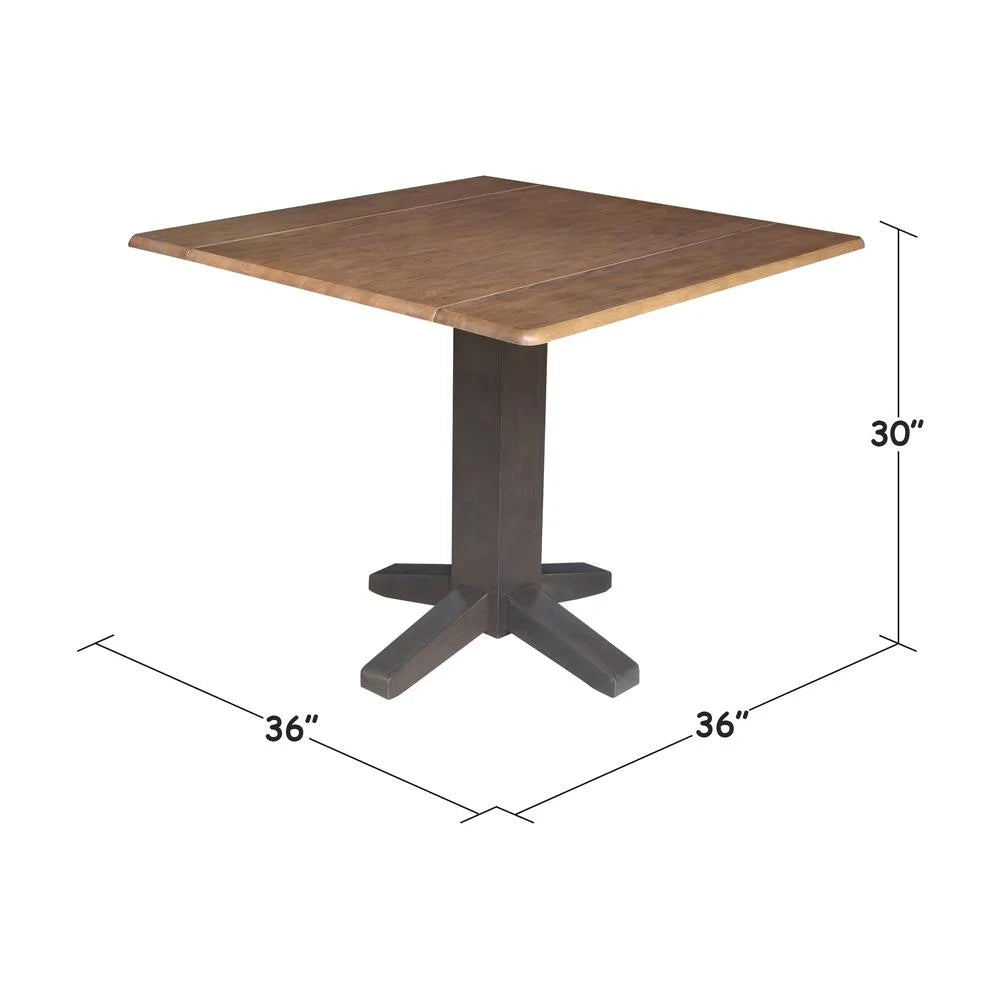 36" Solid Wood Square Dual Drop Leaf Dining Table O500