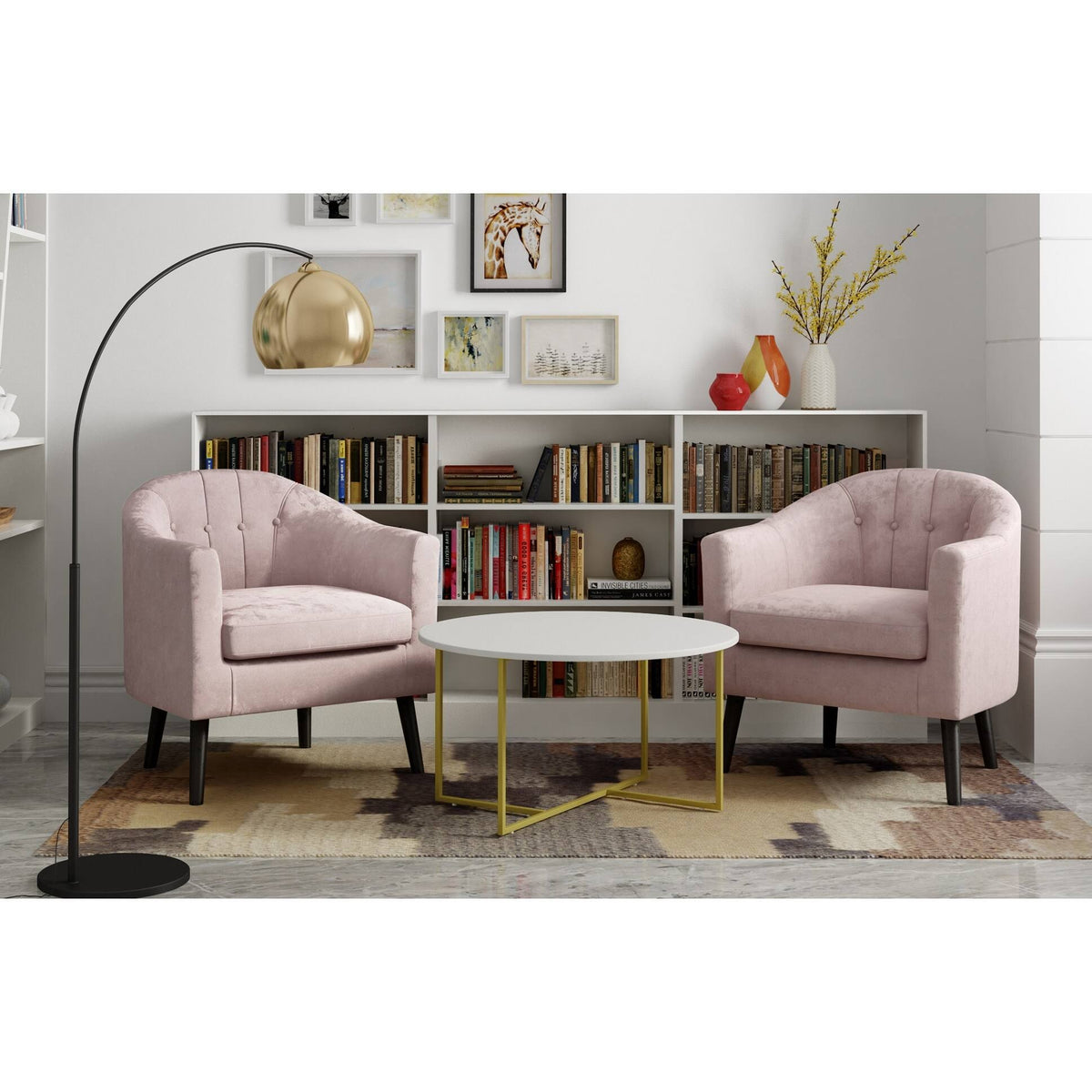 Pink Tufted Accent Chair J2510