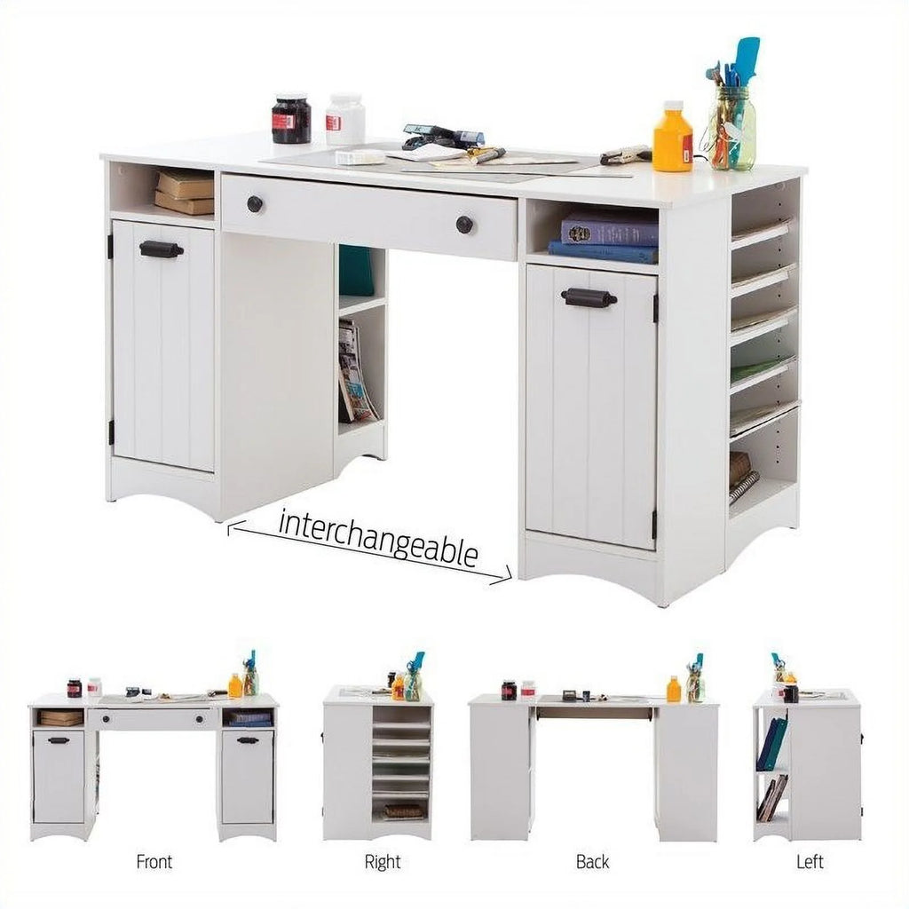 Craft Table with Storage Pure White T6420