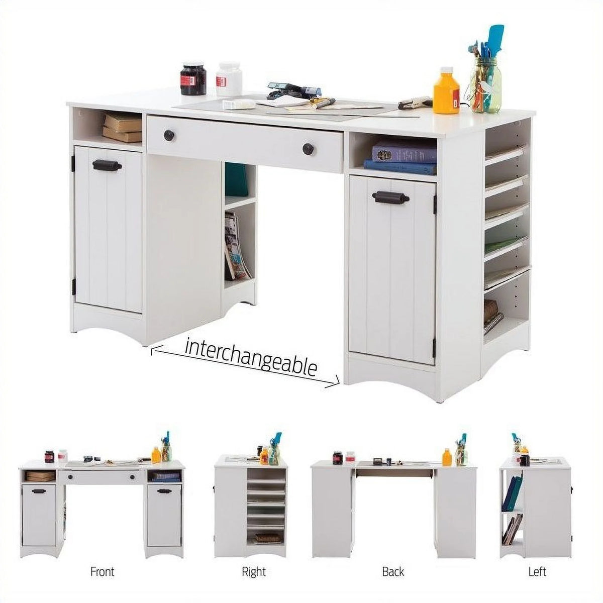 Craft Table with Storage Pure White T6420