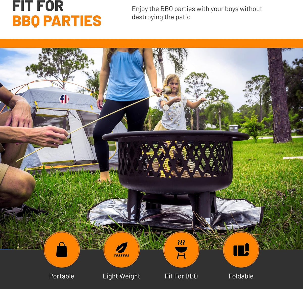 Fire Pit Mat, 36 Inch Round, Fireproof, Waterproof M87757
