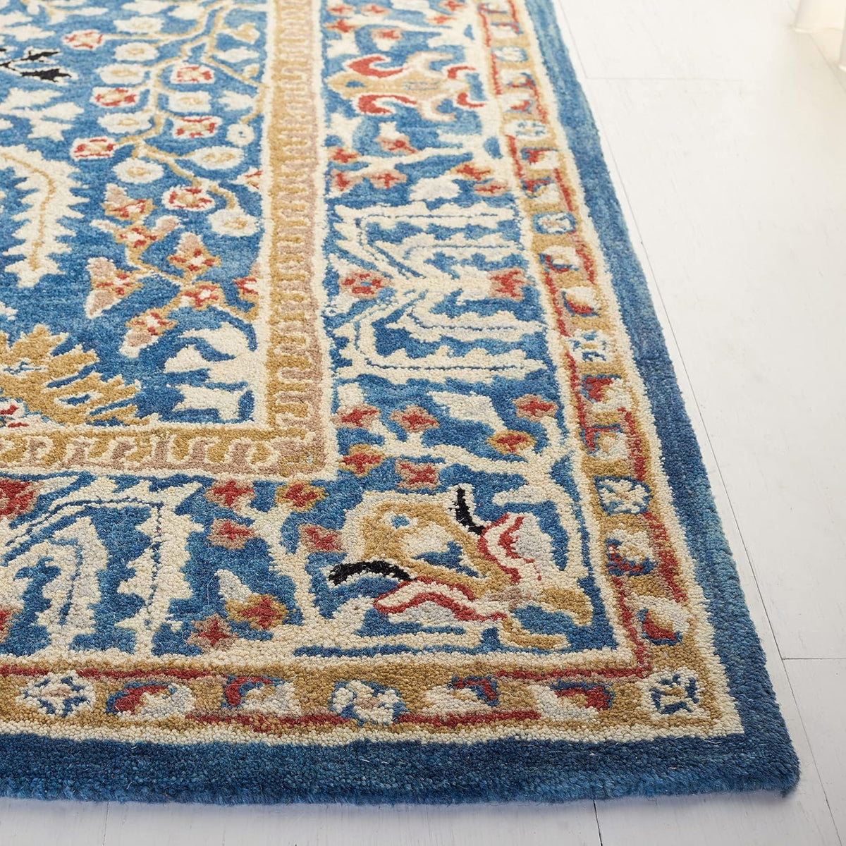 X-Large Dark Blue & Multi Handmade Traditional Oriental Wool Area Rug Y4208