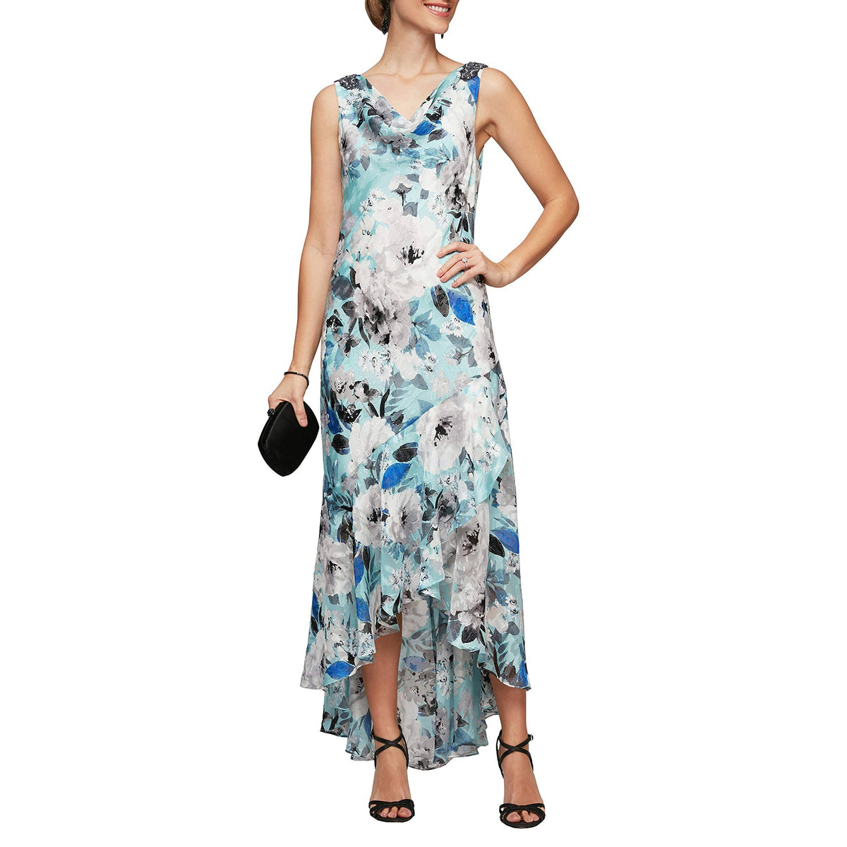 Floral Chiffon Gown Q751906