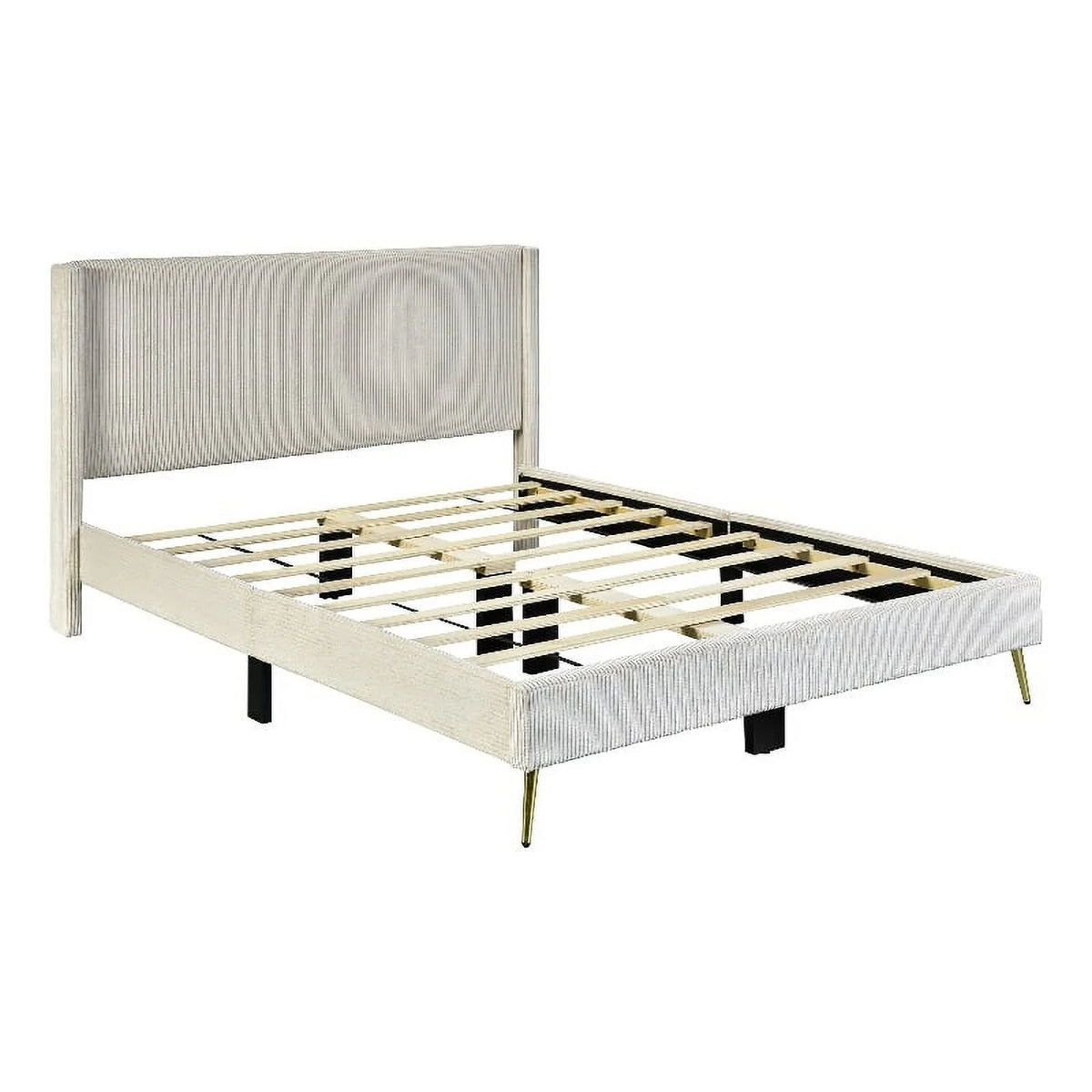 Cream Velvet Full Size Platform Bed K909189