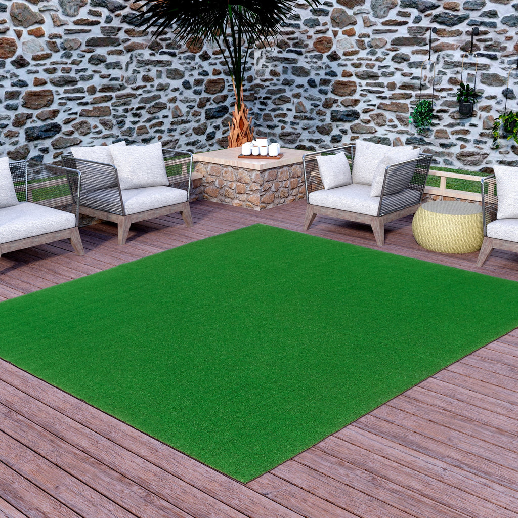 Waterproof 5'3" x 8'2" Green Artificial Grass Rug Y9287