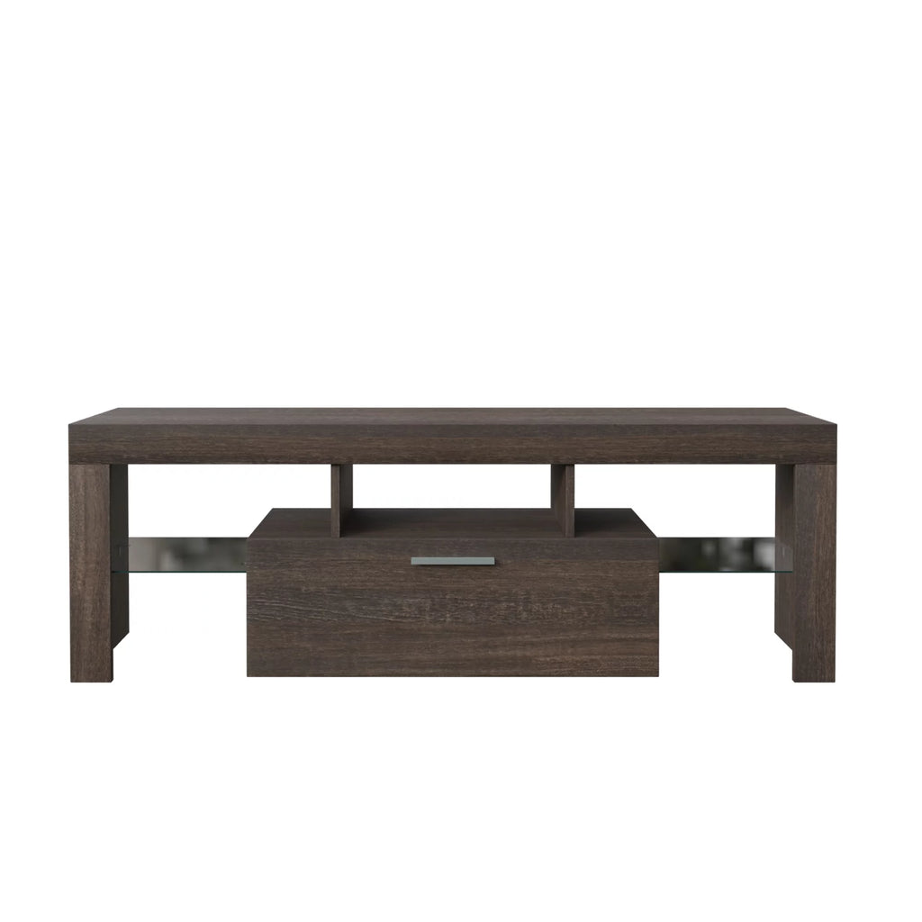 Brown TV Stand with LED Light and Storage Drawer C6693