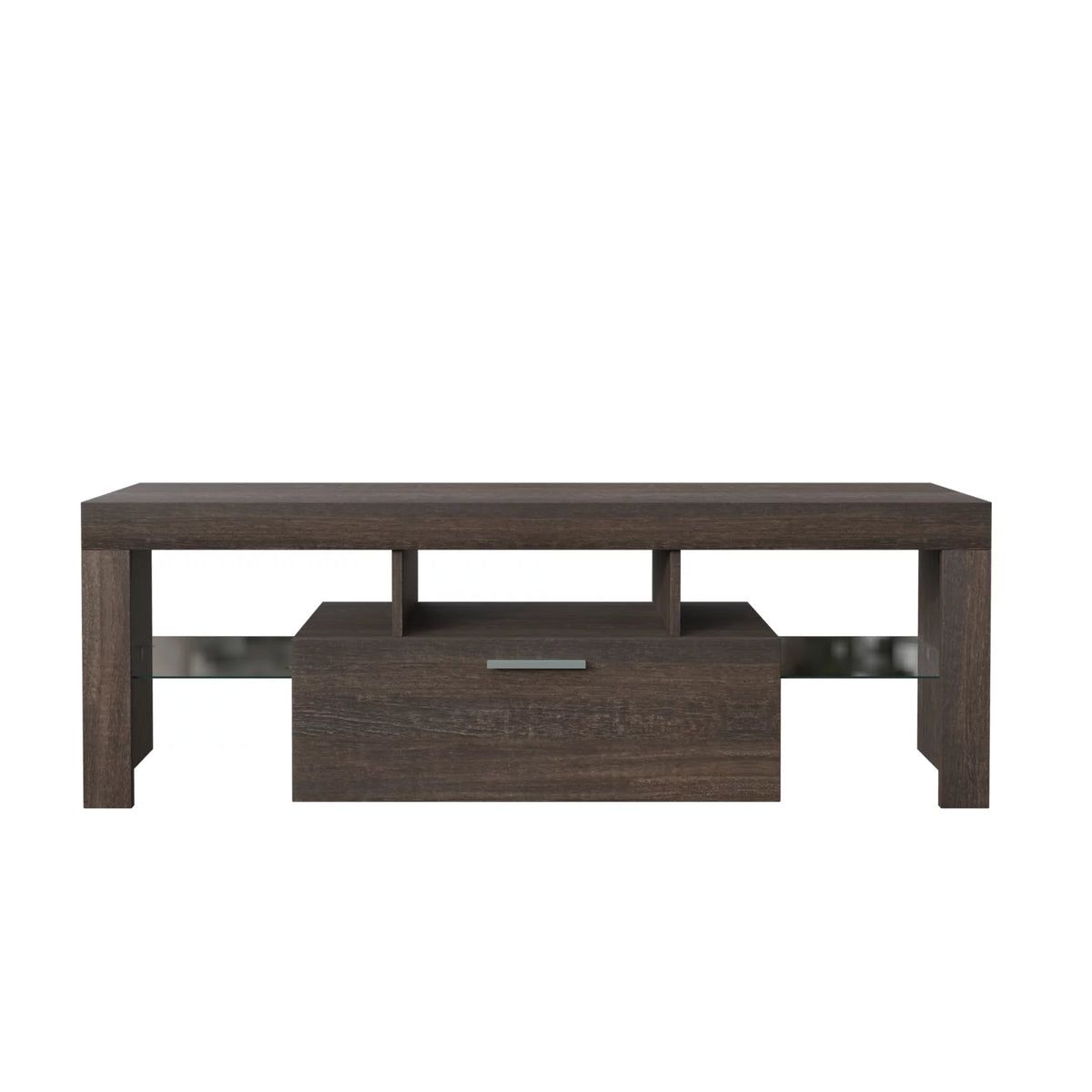 Brown TV Stand with LED Light and Storage Drawer C6693
