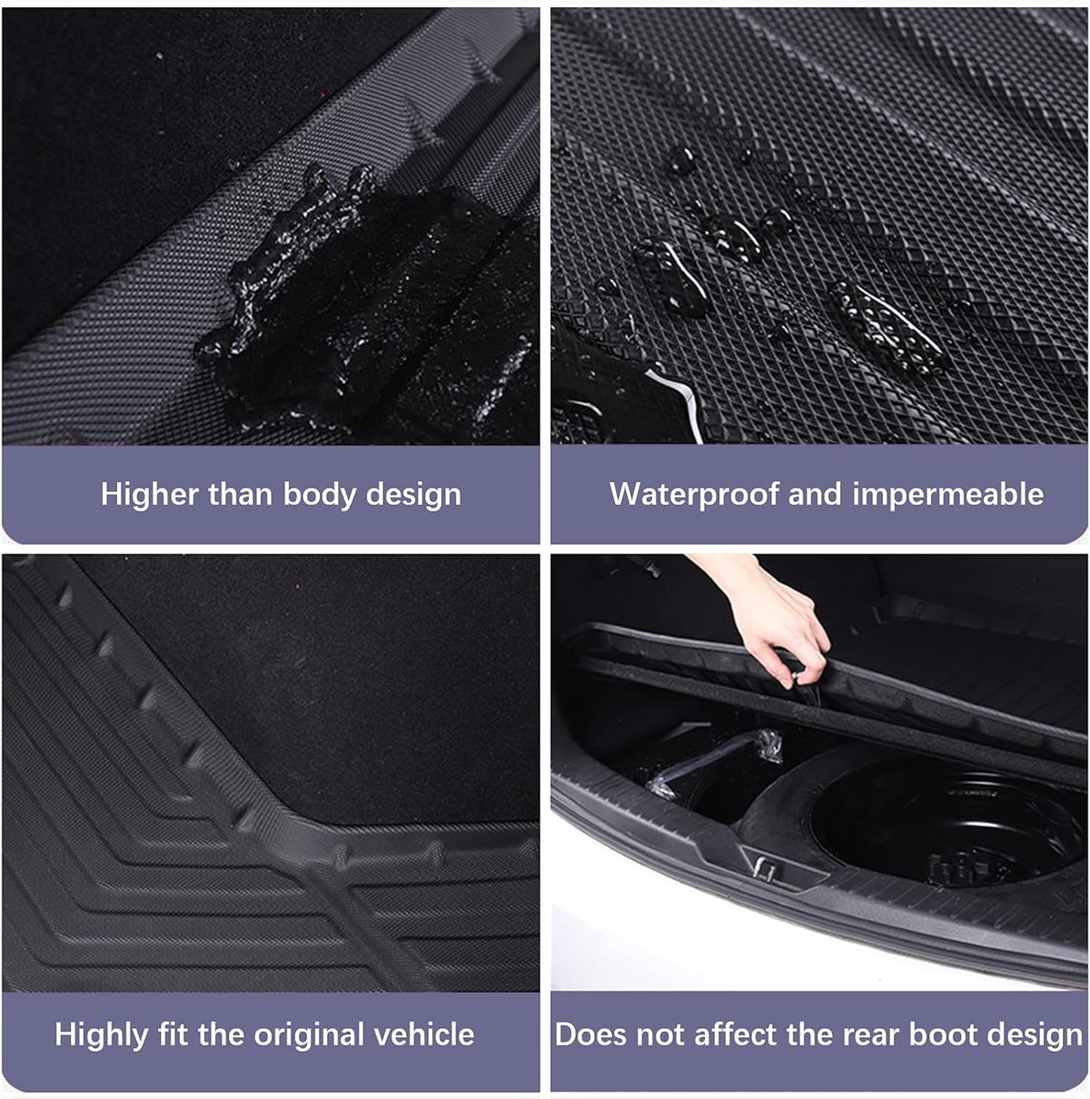 Black TPO Waterproof Rear Cargo Tray Trunk Floor Mat Protector P235