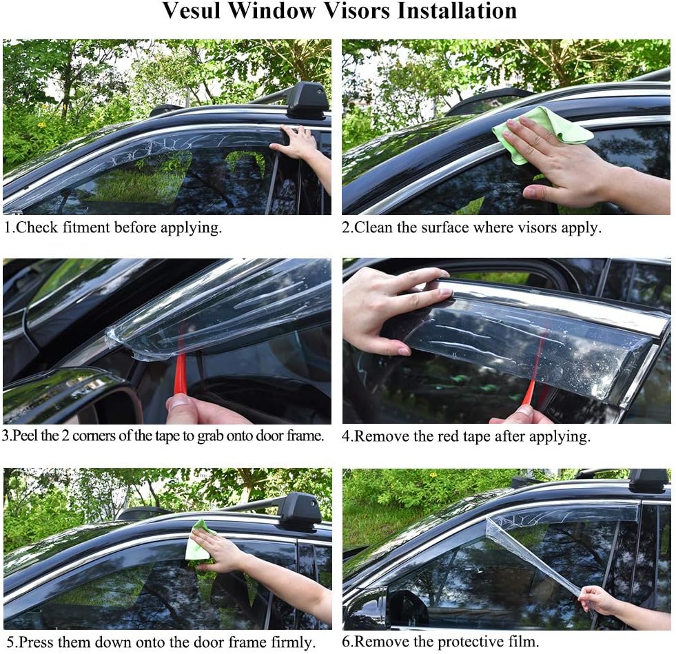 Tape on Vent Visor Rain Guard Window Wind Deflector Pack of 2 L280882
