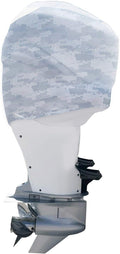 Grey Digital Camo Outboard Motor Cover with Side Vents C828