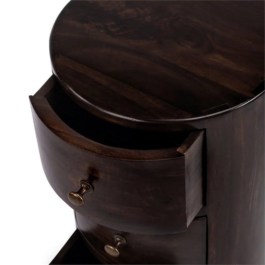 Dark Brown Mango Wood End Table with Storage Set of 2 W3676