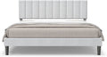 Queen Size Light Grey Linen Upholstered Platform Bed Frame X813346