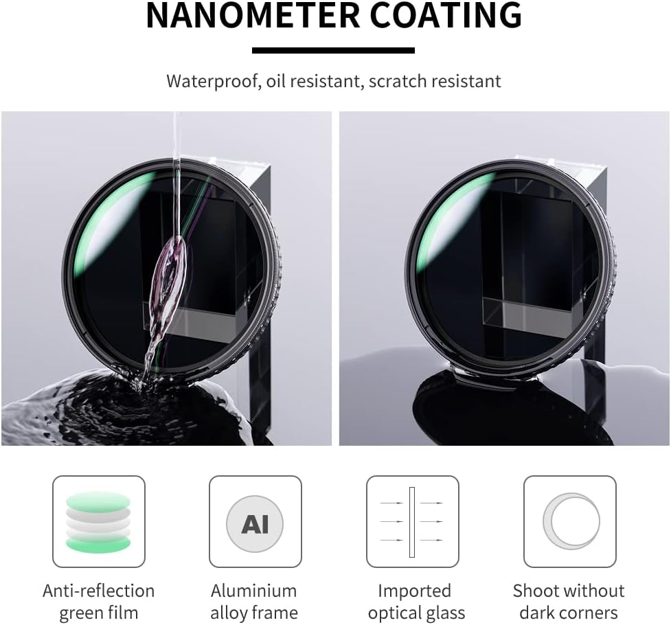 67mm Variable ND Filter ND32-ND512 5-9 Stops Neutral Density Lens Filter H891323