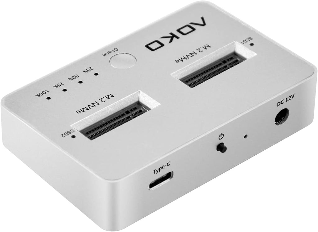 NVMe Dual-Bay Docking Station Clone Duplicator, USB C 3.2 Vertical External M.2 NVMe SSD Enclosure F6967