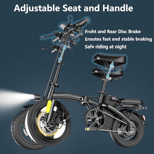 14" Mini Folding Electric Bike with 48V12AH Removable Battery M298