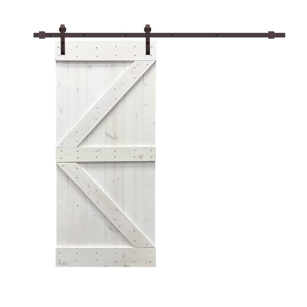 Stained Wood Sliding Barn Door with Hardware Kit M32759