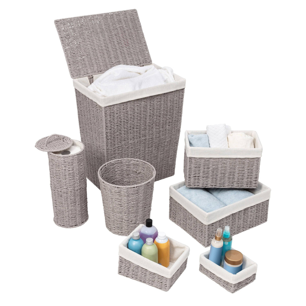7-Piece Twisted Paper Rope Woven Bathroom Storage Basket Set H16267