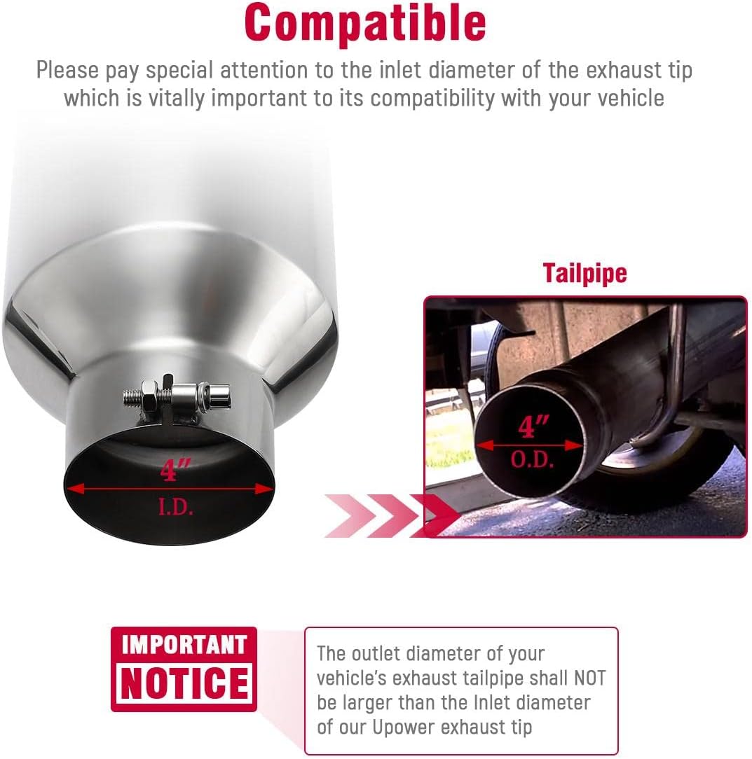 4 inch Inlet 8 inch Outlet Stainless Steel Exhaust Tip D41851