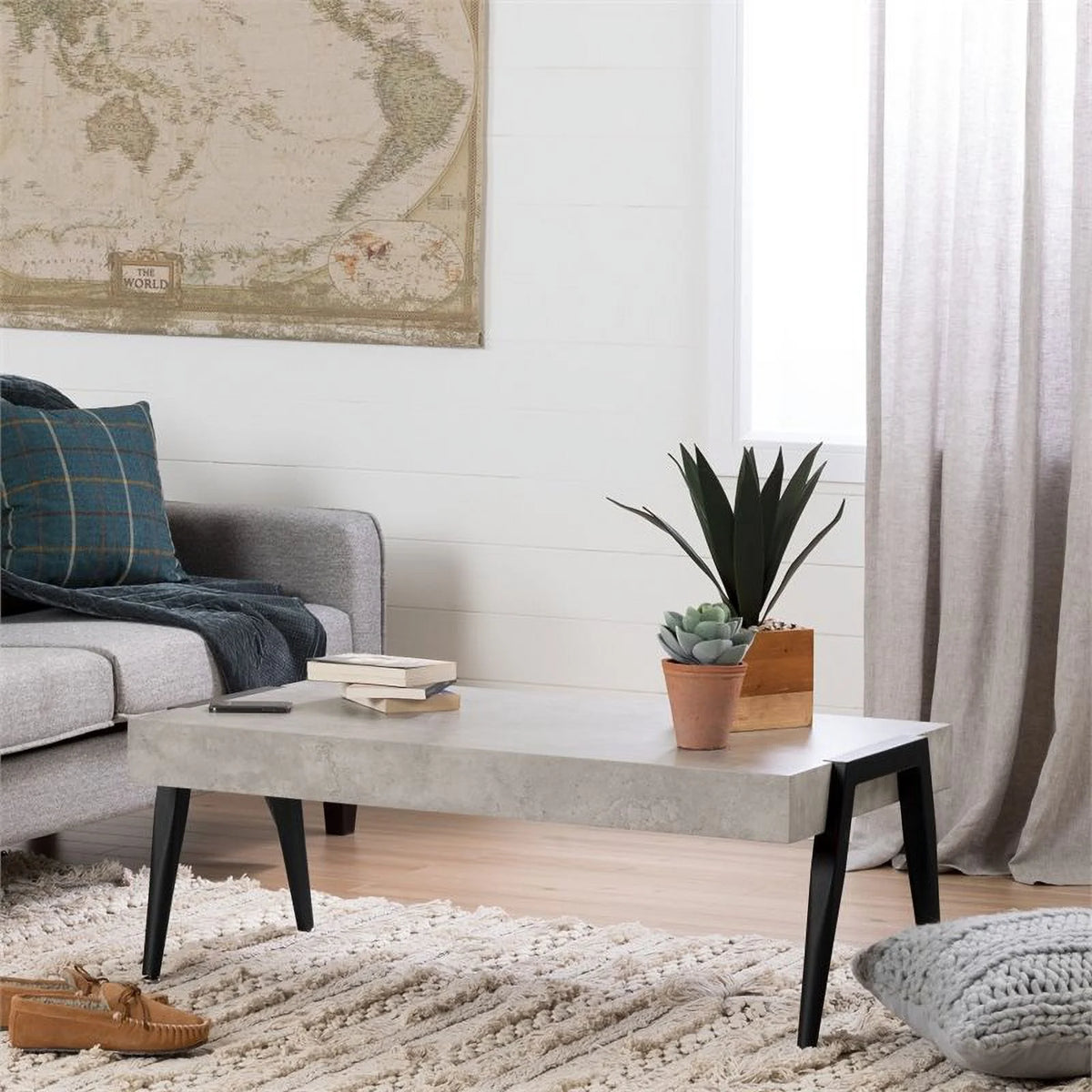 Gray and Black Faux Concrete Coffee Table C244377