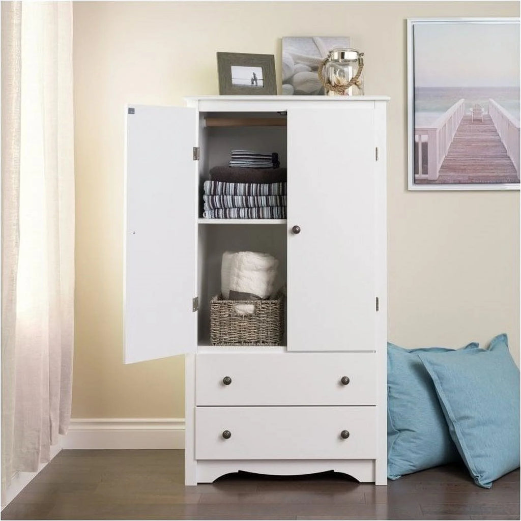 White Engineered Wood TV Armoire G401