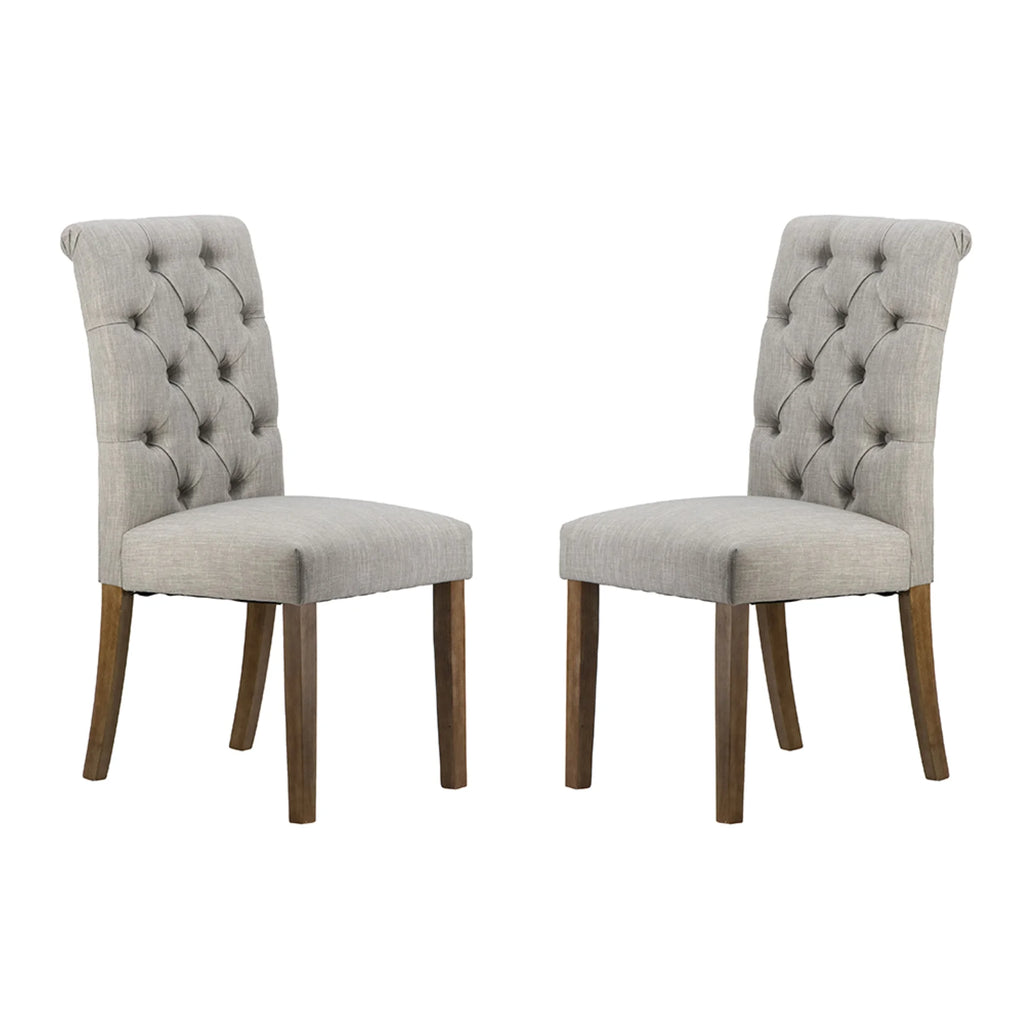 Gray Tufted Back Wooden Dining Chairs with Soft Cushion T144