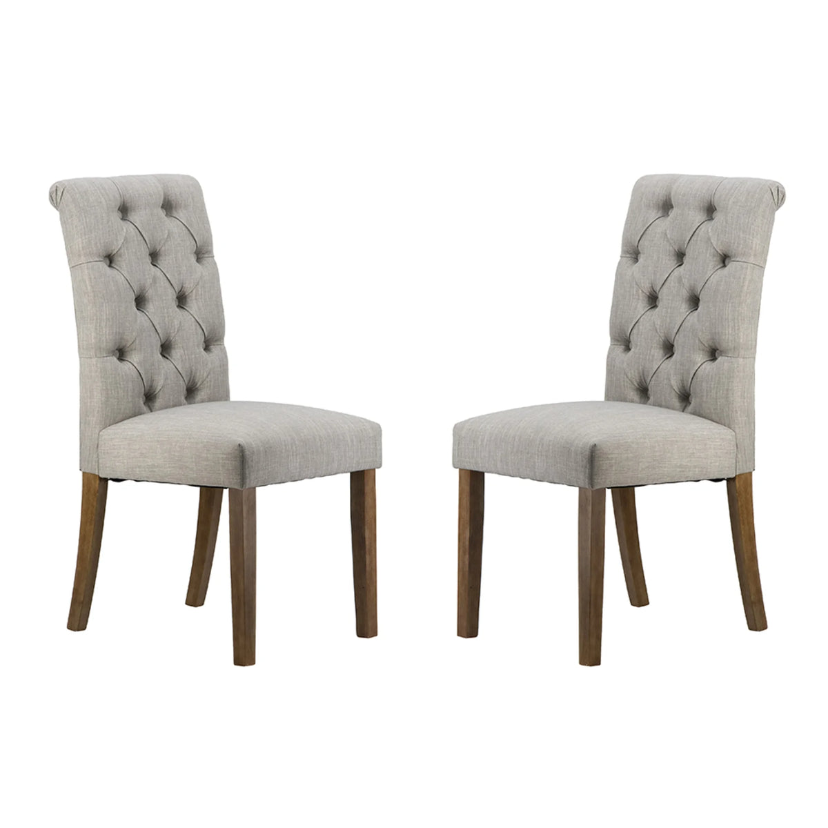 Gray Tufted Back Wooden Dining Chairs with Soft Cushion T144