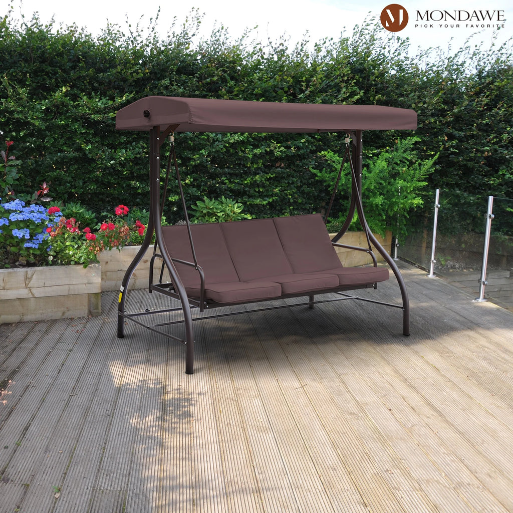 Outdoor Patio Swing Chair with Canopy and Removable Cushion, 3 Seater Q308644