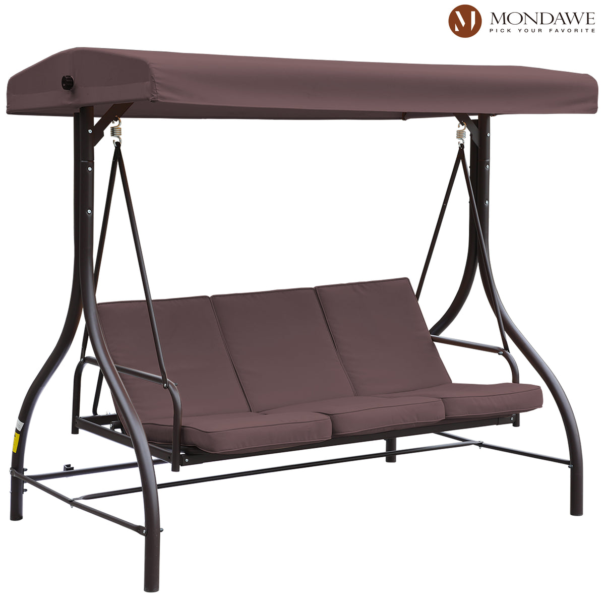 Outdoor Patio Swing Chair with Canopy and Removable Cushion, 3 Seater Q308644