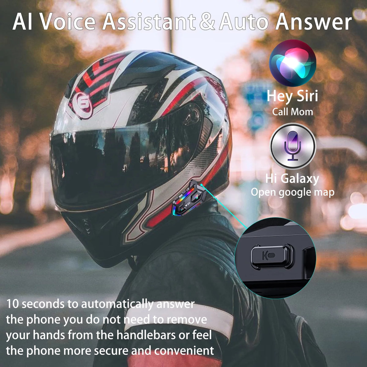 Motorcycle Helmet Headset Wireless Bluetooth 5.3 M9698