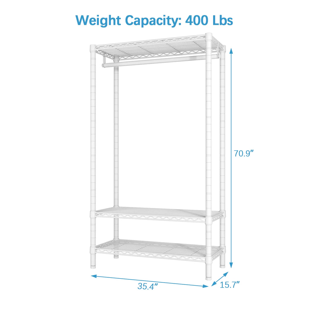 Heavy Duty 3 Tier Garment Rack with Adjustable Wire Shelving J3755