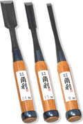 Japanese Wood Chisel Set 3 Piece Carbon Steel White Oak Handle V987658