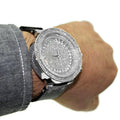 Silver Tone Hip Hop Watch with Black Band P14493