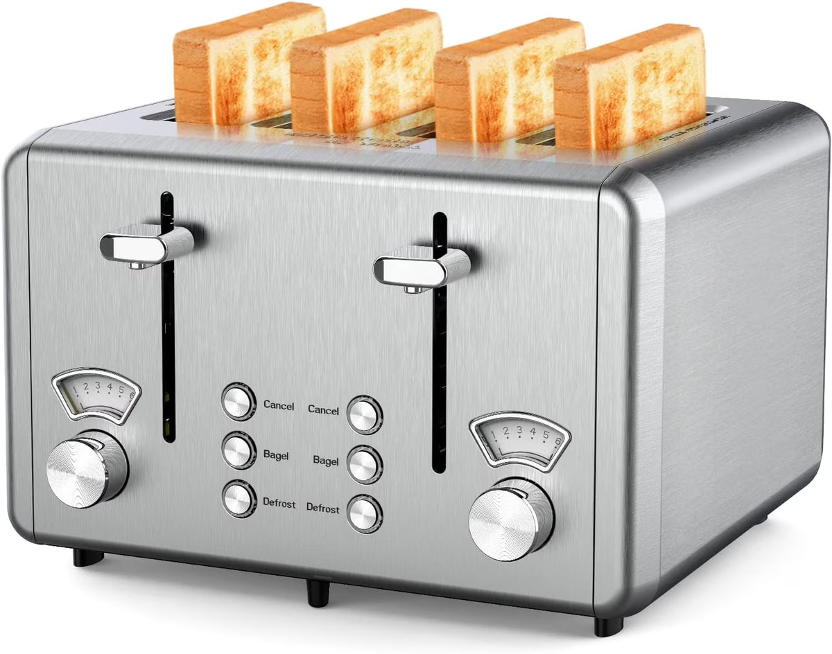 4 Slice Toaster with Bagel Defrost Cancel Function I724