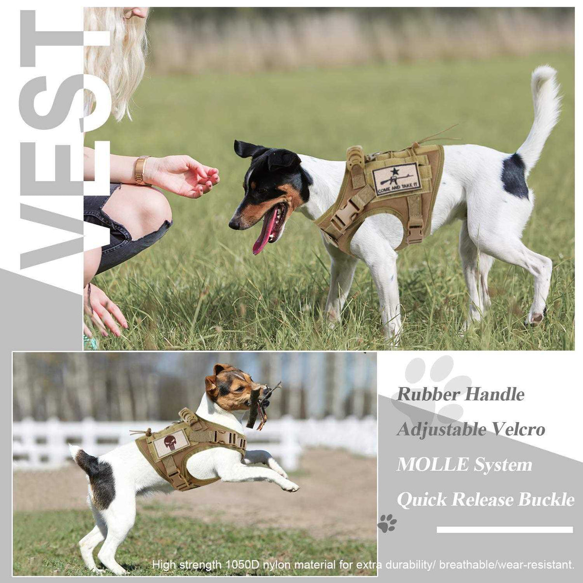 Adjustable MOLLE Dog Training Harness with Rubber Handle L864