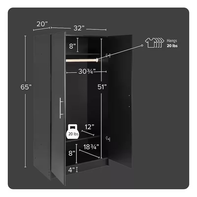 Black Wood Freestanding Garage Cabinet D517