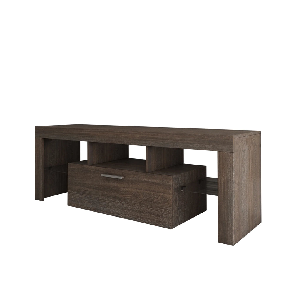Brown TV Stand with LED Light and Storage Drawer C6693