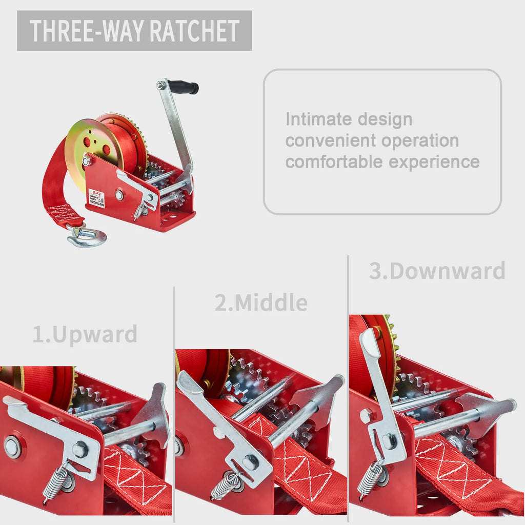 3200lbs Hand Winch with 10m Strap K2736
