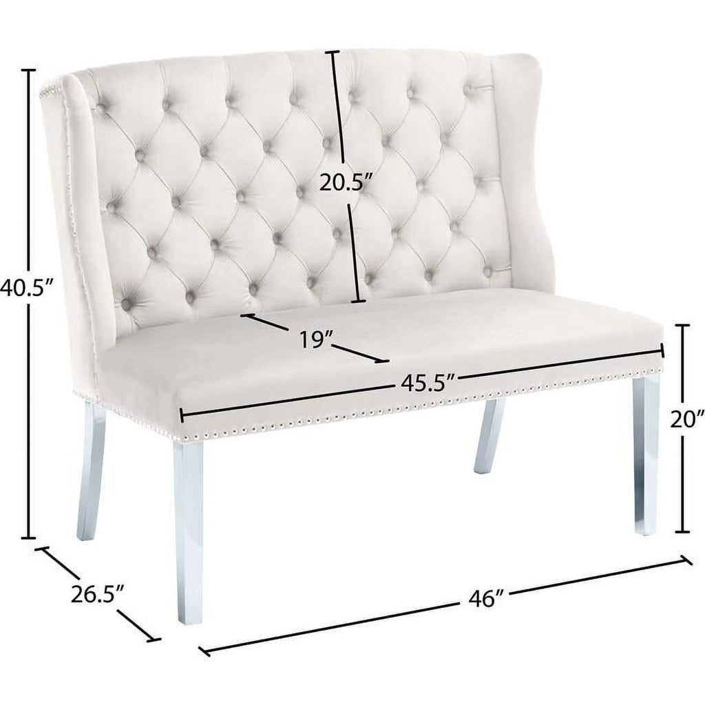 Cream Velvet Settee Bench A529