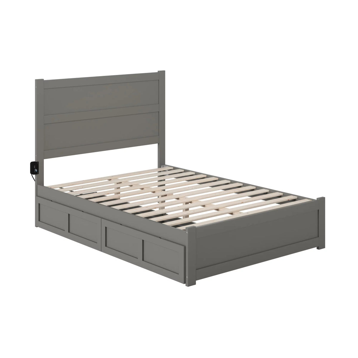 Gray Wood Full Bed with Footboard and 2 Drawers G68406