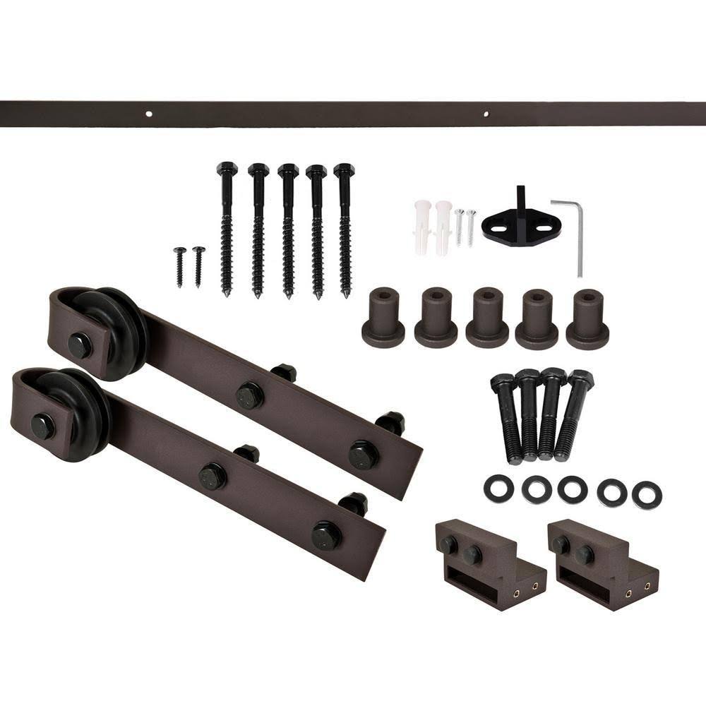 Stained Wood Sliding Barn Door with Hardware Kit M32759
