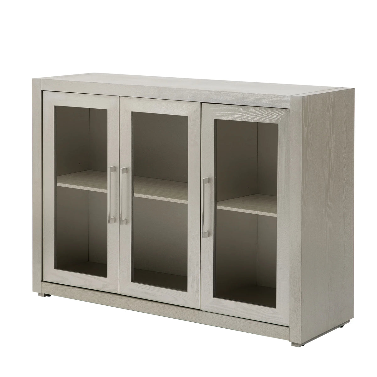 Wood Storage Cabinet with Three Tempered Glass Doors and Adjustable Shelf J703772