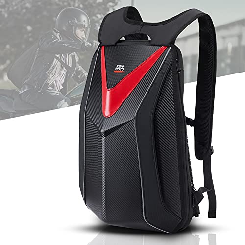 Motorcycle Backpack Hardshell Helmet Backpack Expandable Large Capacity Riding Bag Water Resistant Lightweight B424