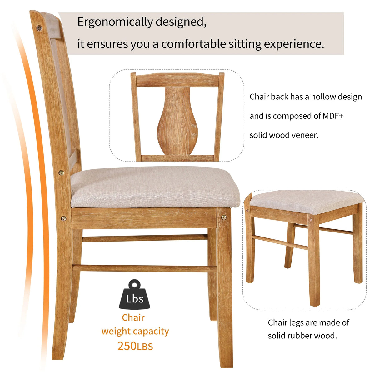 5pc Wooden Dining Set Table Chairs Bench Y3412
