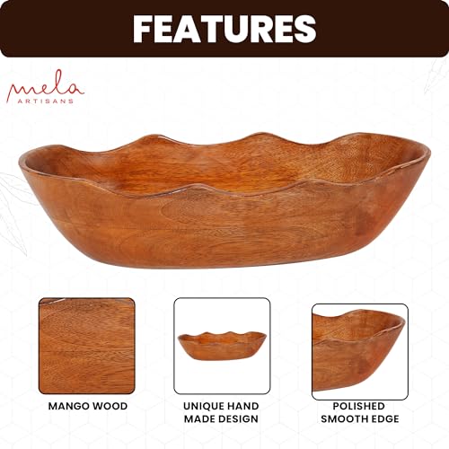 Footed Wooden Fruit Bowl (Mangowood, Natural) O62043