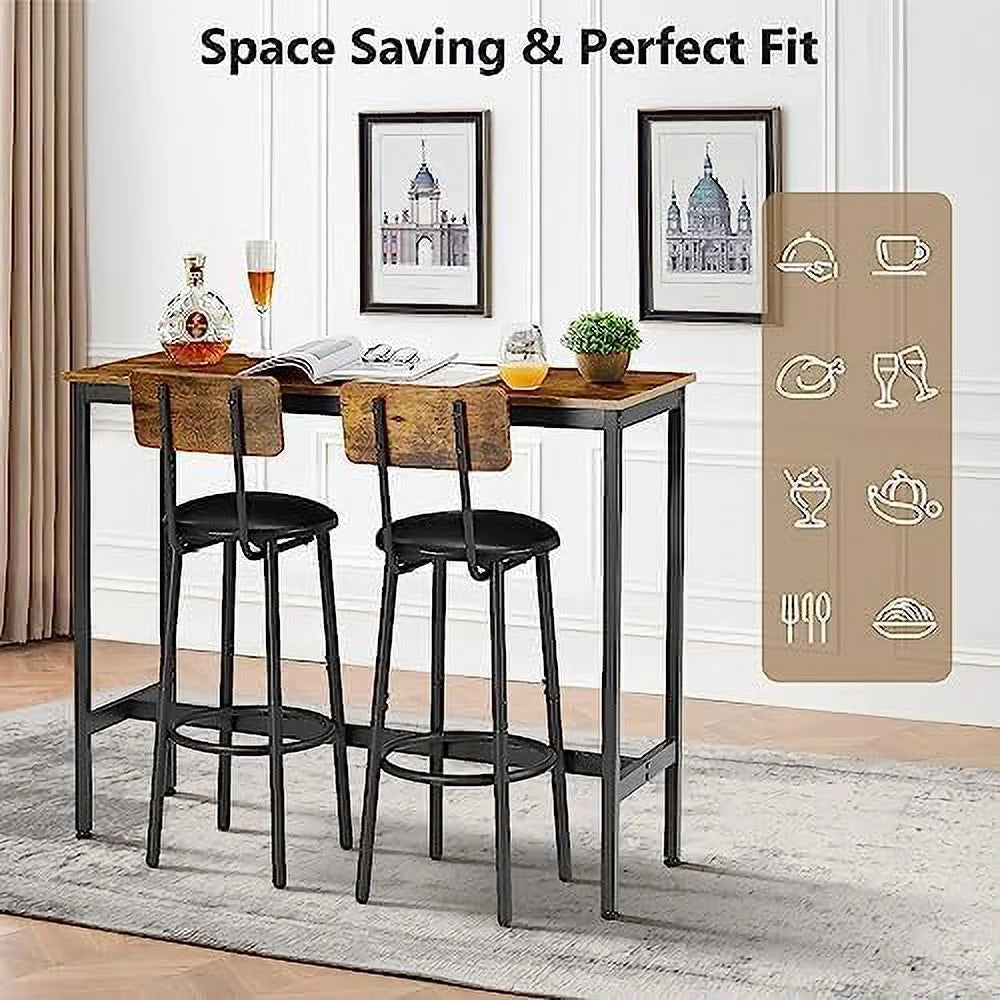 Counter Height Table and Chairs Set for 3 Brown T1835