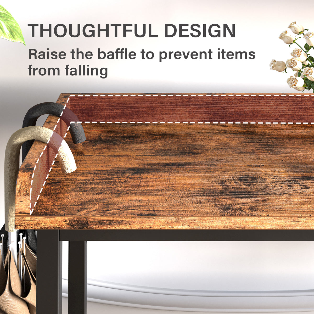 Rustic Brown 55" Console Table with Charging Station L3756