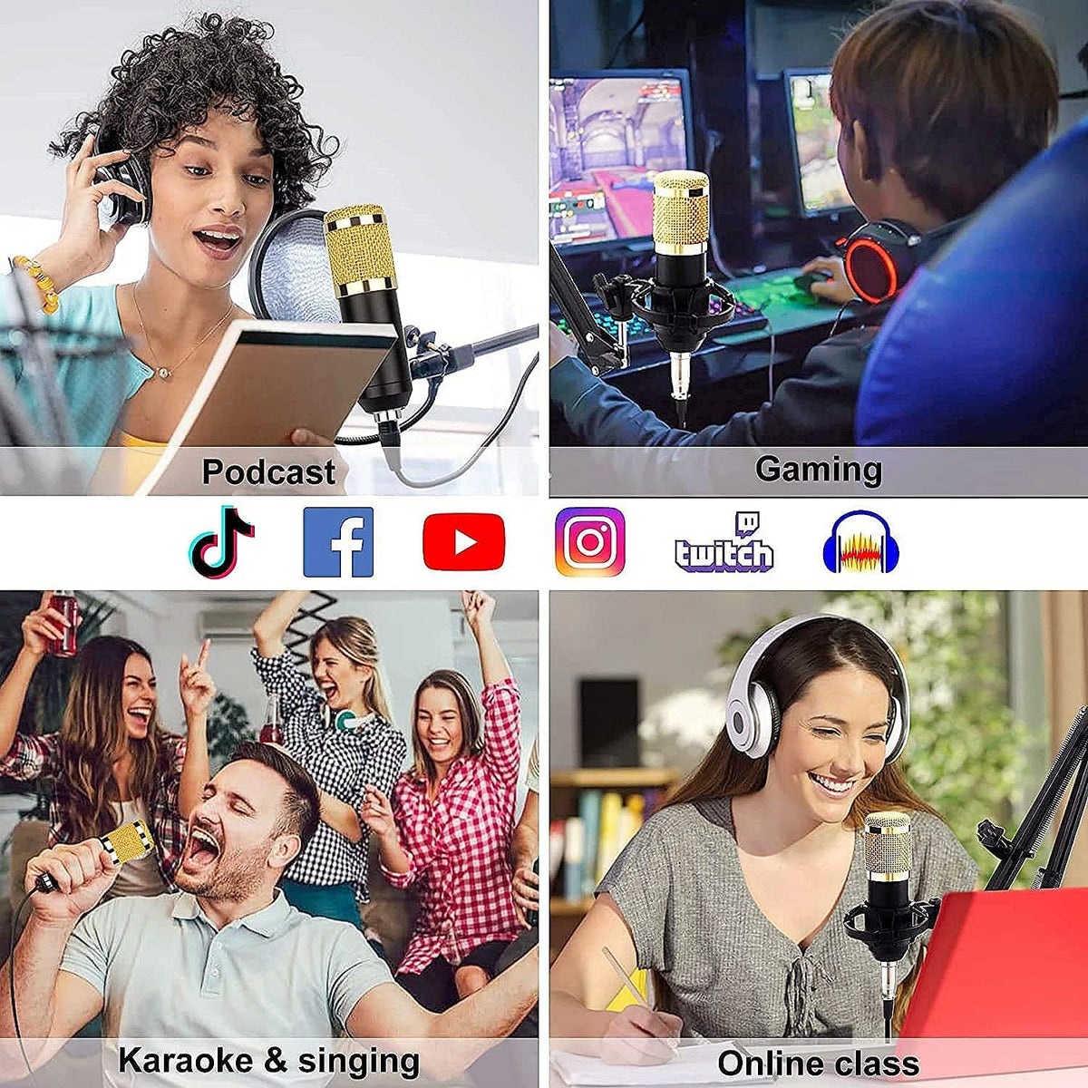 Podcast Microphone Bundle with Sound Card Q4359